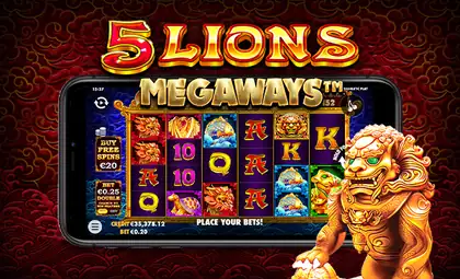5 Lions MegawaysTM official Pragmatic Play artwork