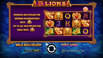 5 Lions slot artwork