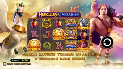Hercules and Pegasus slot artwork