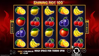 Shining Hot 100 slot artwork