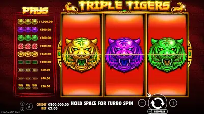 Triple Tigers slot artwork