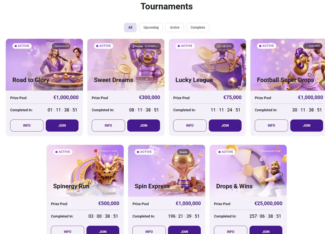 CrownSlots tournaments screenshot