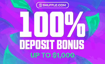 Shuffle Casino 100 percent deposit bonus up to 1000 dollars